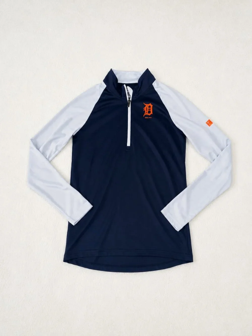 Detroit Tigers MLB Boys Quarter Zip Pullover Navy Gray Size M 10/12